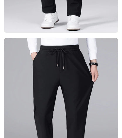 M-9XL Plus Velvet Trousers Men's Plus Size Autumn and Winter Thickened Casual Sports Pants Fat Mid-high Waist Solid Color Pants.