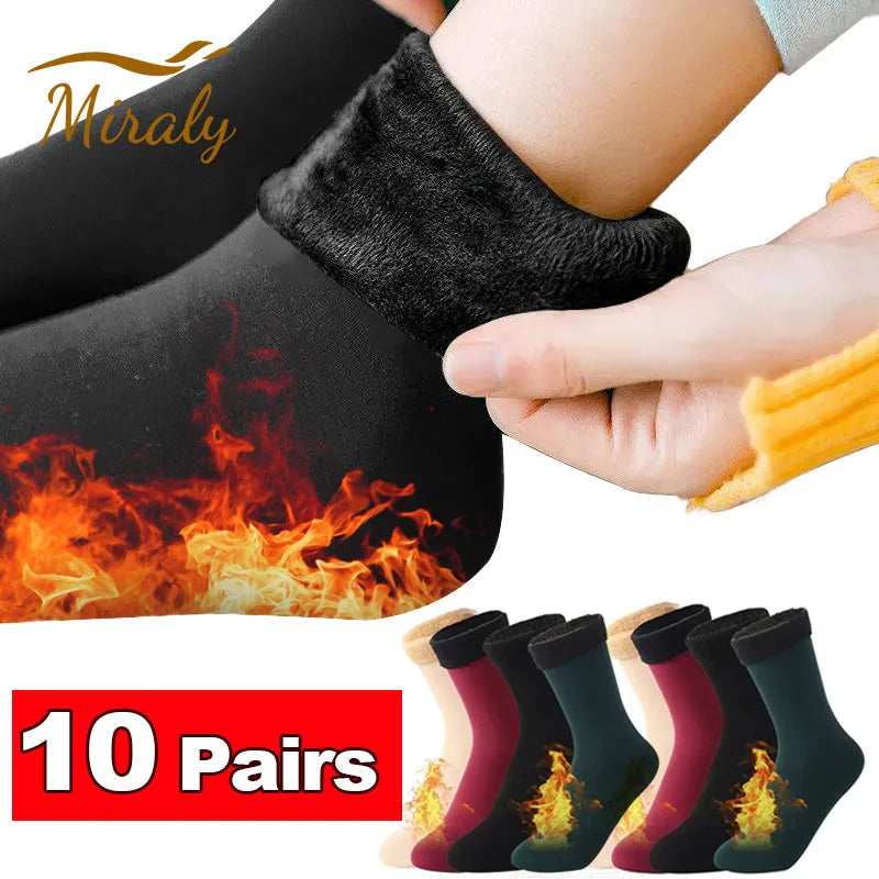 1/2/3/5/10Pairs Thermal Socks Women Winter Warm Thicken Fleece Short Socks Cashmere Wool Socks Snow Velvet Boots Home Floor Wear.