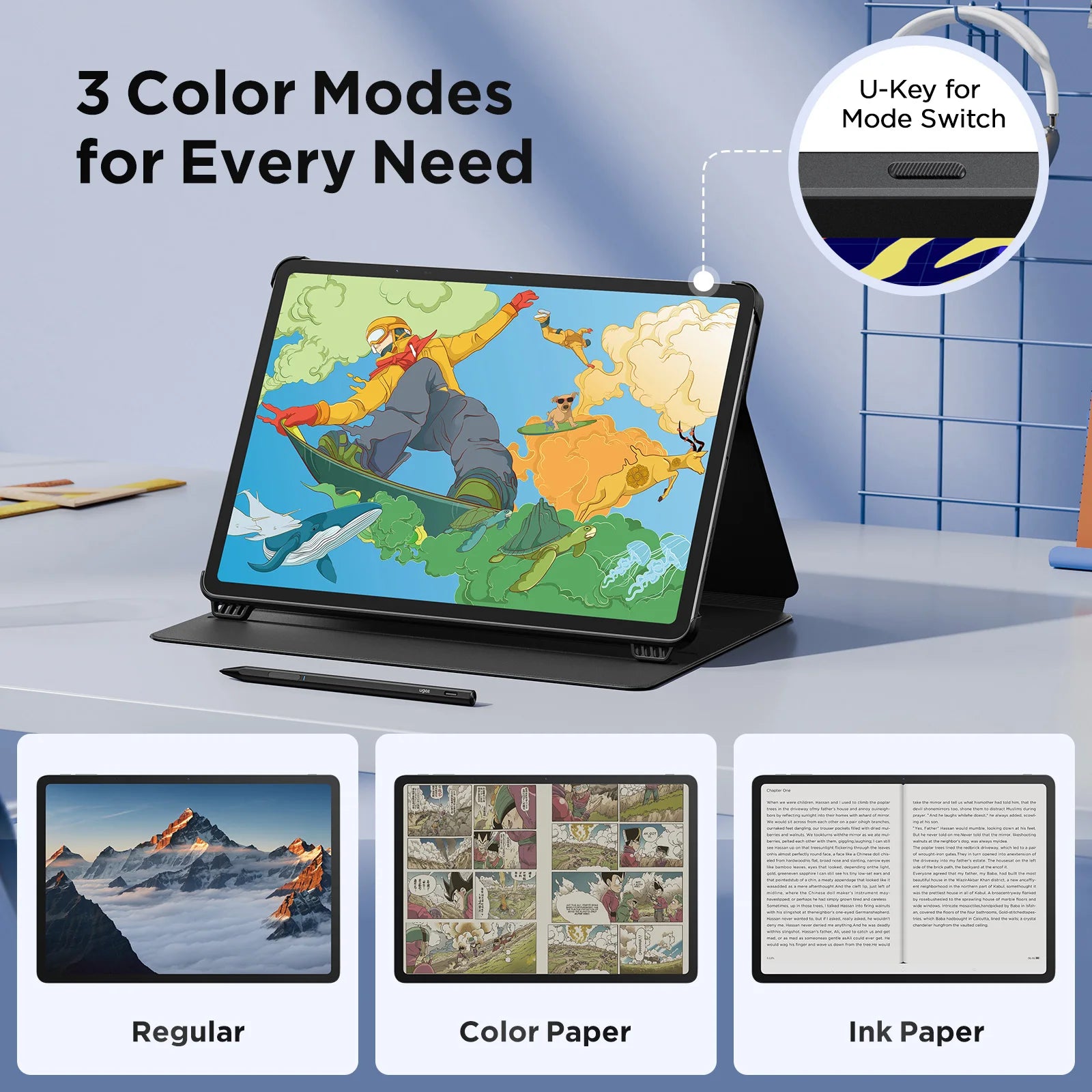 UGEE UT3 Fun Drawing Pad 14.25 inch 2400*1600 Resolution Android 14 System 60HZ Large Graphics Tablet Monitor 8GB+256GB.