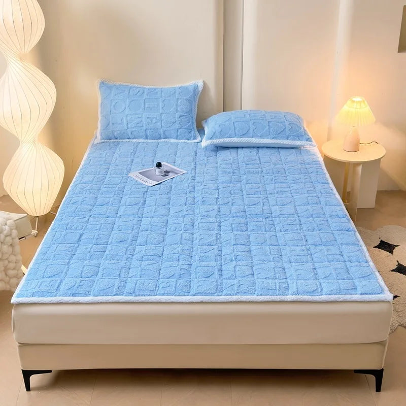 Winter Taft Velvet Mattress Topper Pad Fleece Bedspread Fold Non-slip Thin Tatami Mat Student Dormitory Bed Sheet Mattress Cover