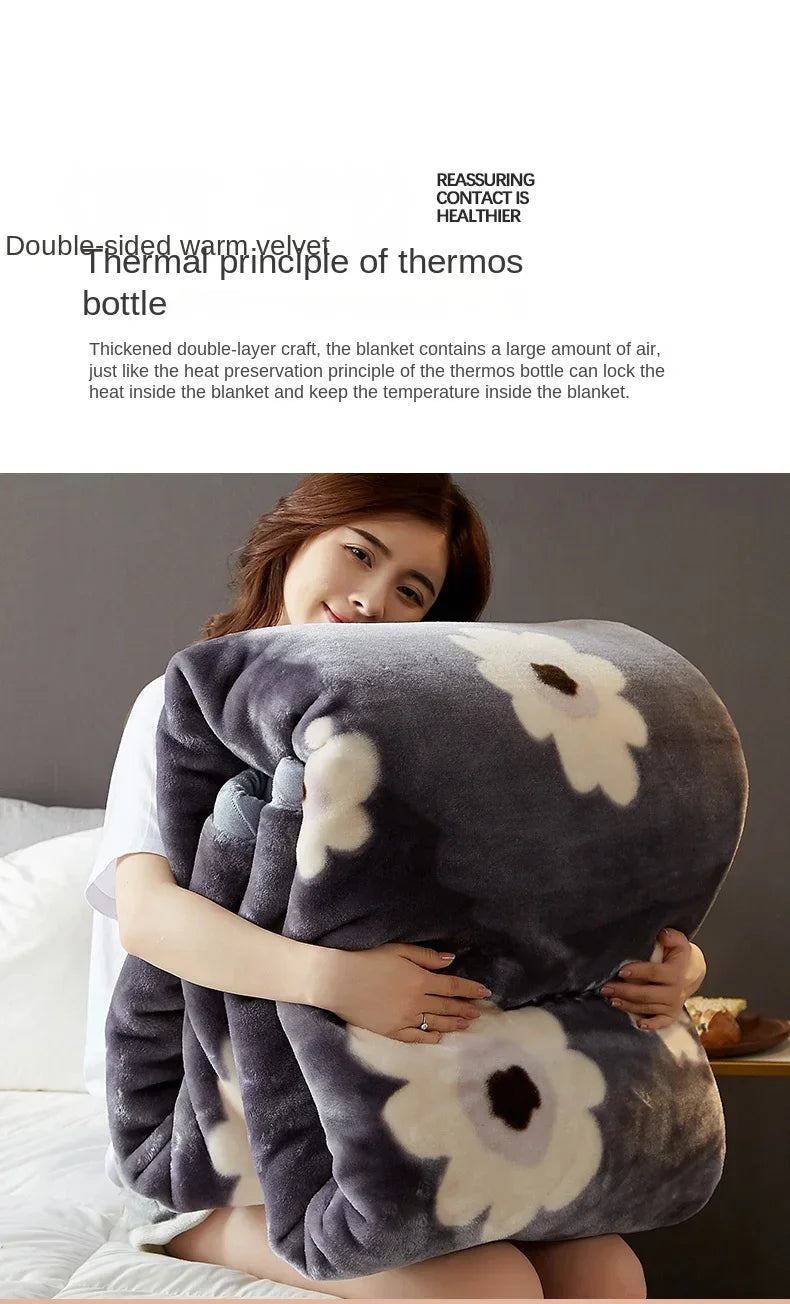 New Raschel plush thickened warm  - et 1PC 150/180/200cm nap air-conditioned room the aircraft  machine washable.