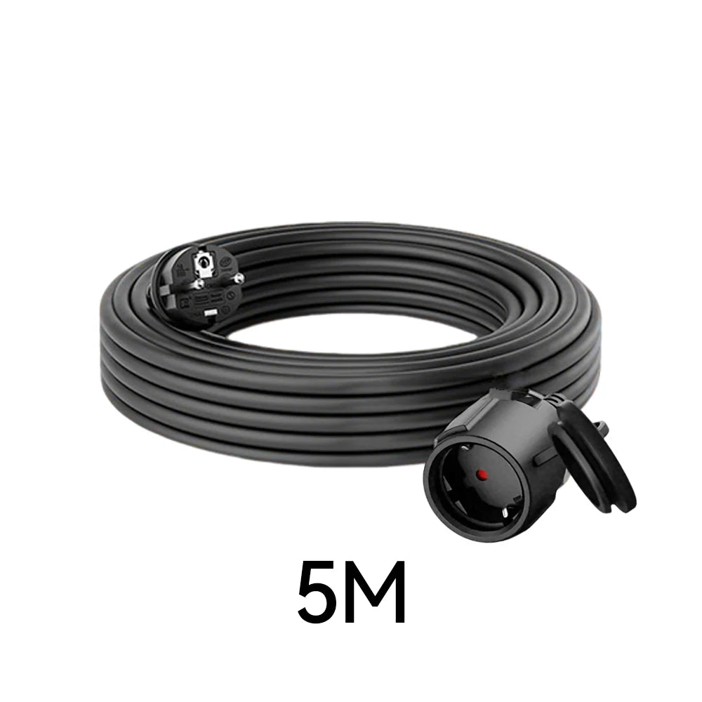 IP44 Waterproof Extension Cord for Outdoor, 3m/5m/10m Schuko Power Cable, 2500W with Seal Cap, Camping Garden Use, white/black.