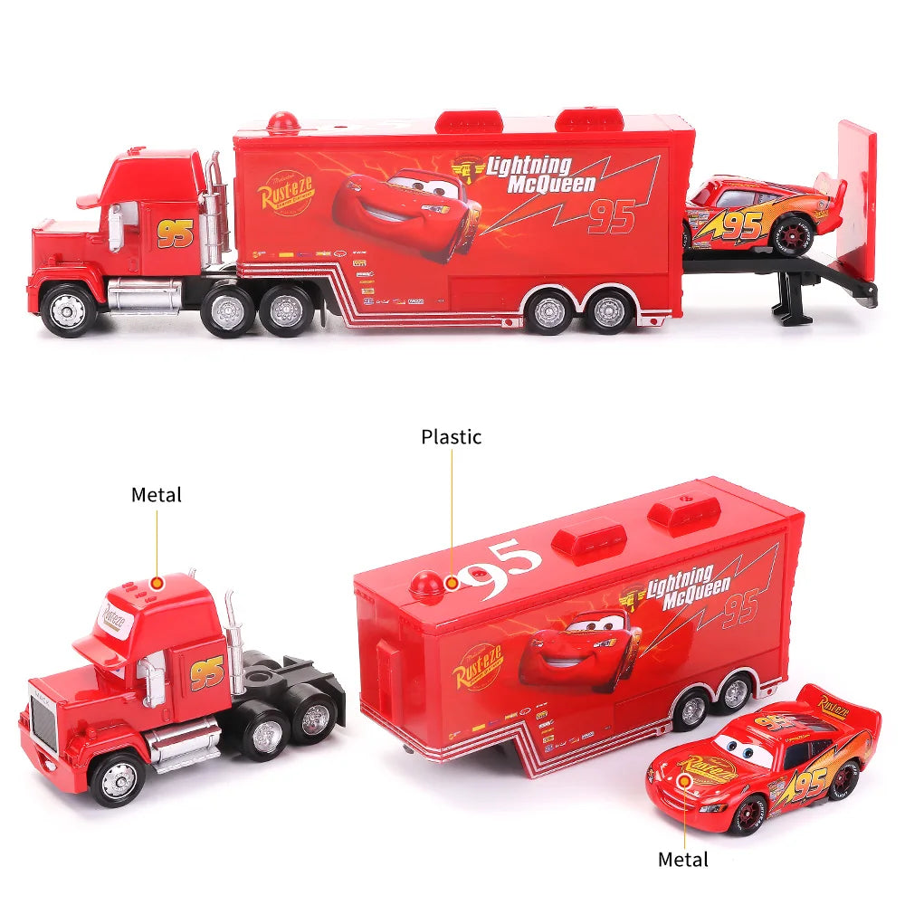 Disney Pixar Cars 2 3 Lightning McQueen Mack Uncle Jackson Storm Car Truck 1:55 Diecast Vehicle Metal Toys Gift for Children.