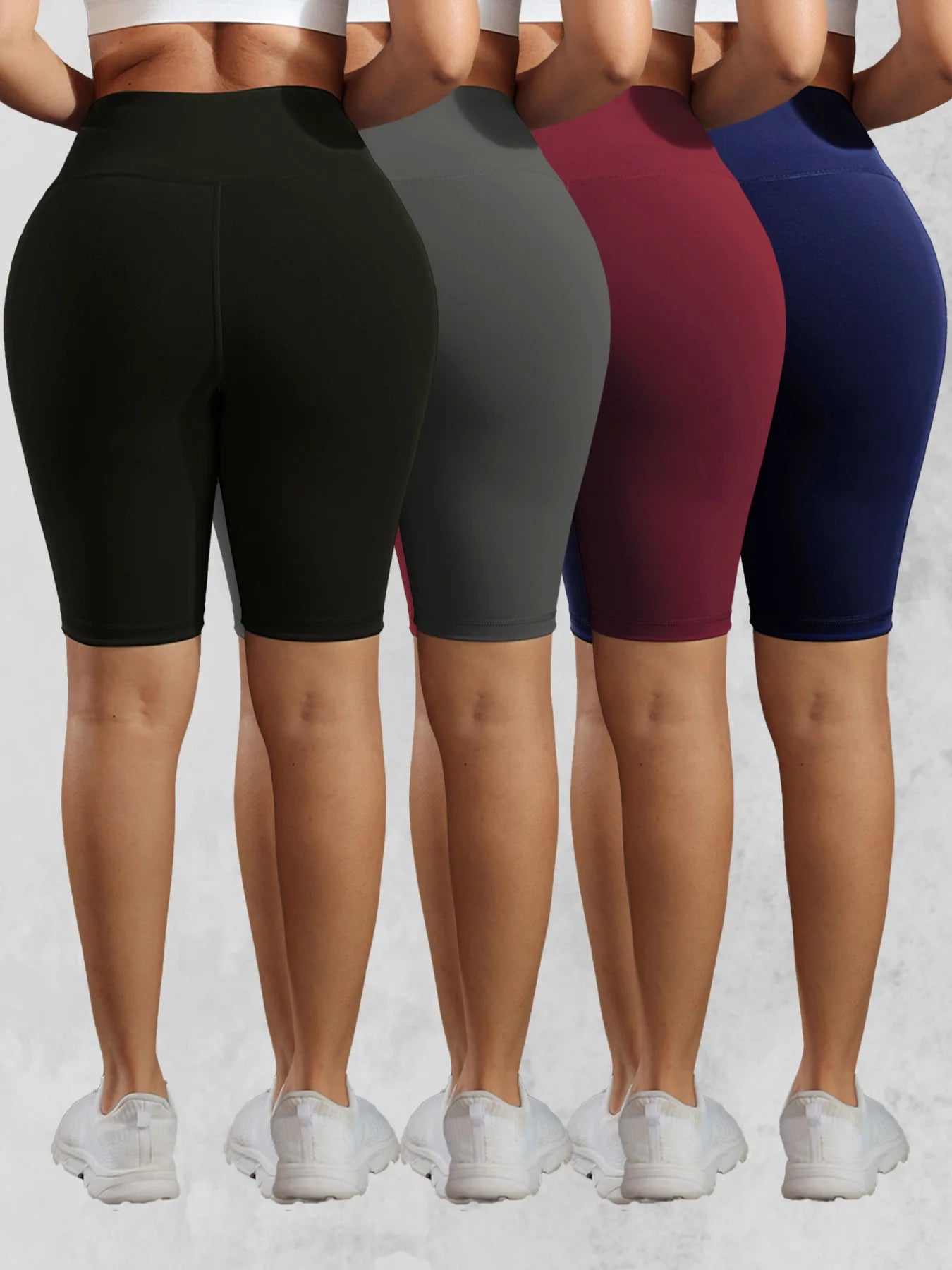 CHRLEISURE Women Solid Yoga Shorts with 3 Pockets High Waist Butt Lifting Workout Tights Gym Elastic Cycling Shorts Activewear.