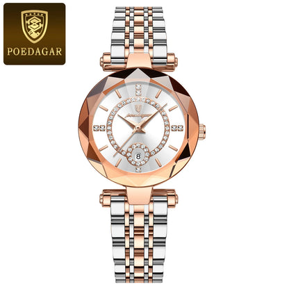 POEDAGAR Fashion Original Wristwatch For Woman Waterproof Stainless Steel Date Quartz Ladies Watch Luxury Casual Women's Watches