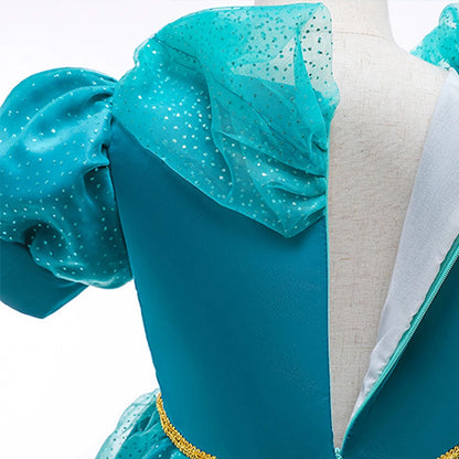 Disney Prinzessin Jasmin Kleid Kinder Cosplay Aladin und die Wunderlampe Performance Kostüm Mädchen Halloween Karneval Outfits.