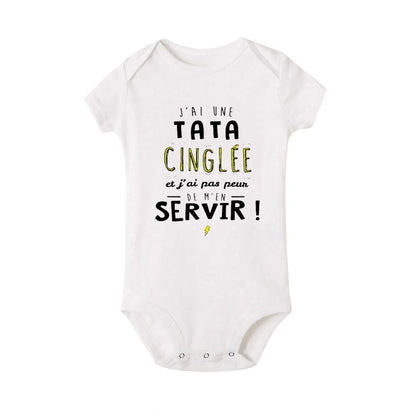 Ich habe eine verrückte Tante und ich habe es nicht Angst, Neugeborene Baby-Bodys, lustige süße Kleinkind-Säuglings-Overalls, Strampler-Outfits.