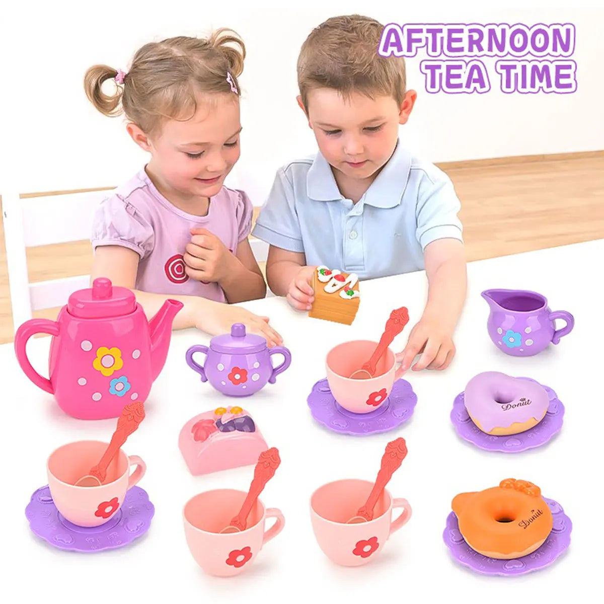Kids Tea/Pastry Set Toy Simulation Pretend Play Food Playset for Children Montessori Toddler Children Gift Kitchen Girl.