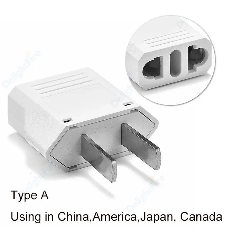 US-Elektrostecker-Adapter, europäisch, EU auf US, Amerika, China, CN, Kanada, CA, Reiseadapter, 2-poliger Stecker, Typ A, Konverter, Netzteil