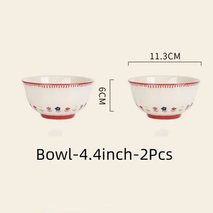 SOLECASA Pastoral Style Ceramic Tableware Soup Bowl Salad Bowl Dish Pasta Dessert Plates Dinnerware Dinnerware Table Decoration