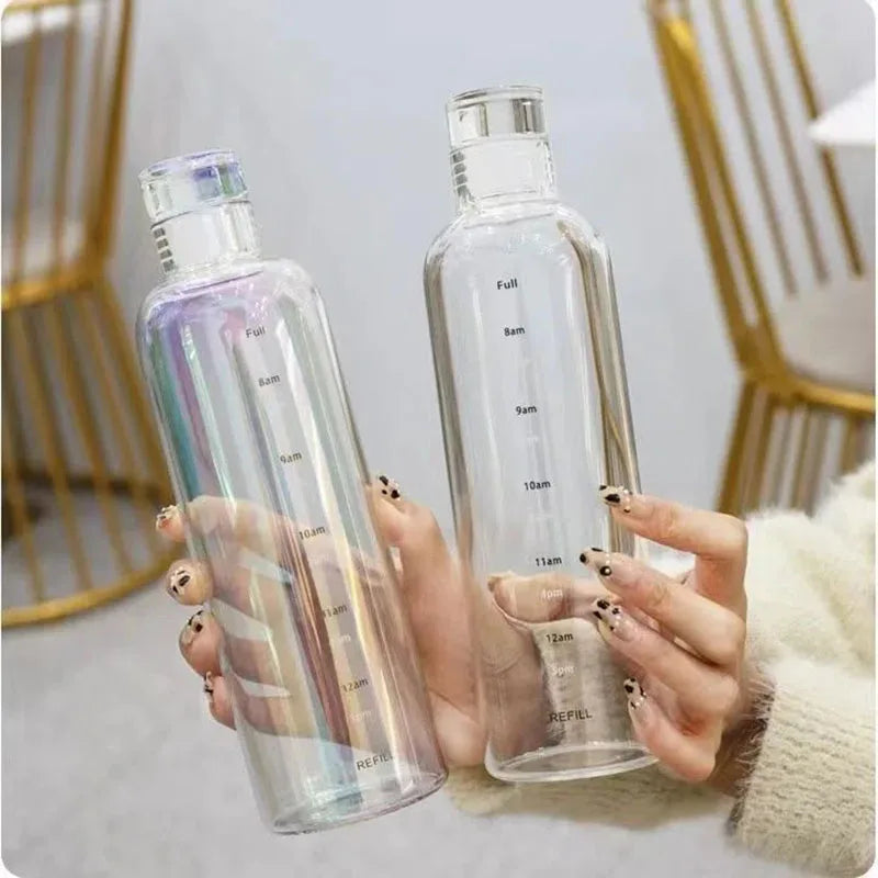 water bottle High-value colorful time scale cup red cute drinking water target bottle ins simple water cup my gourd man bottles.