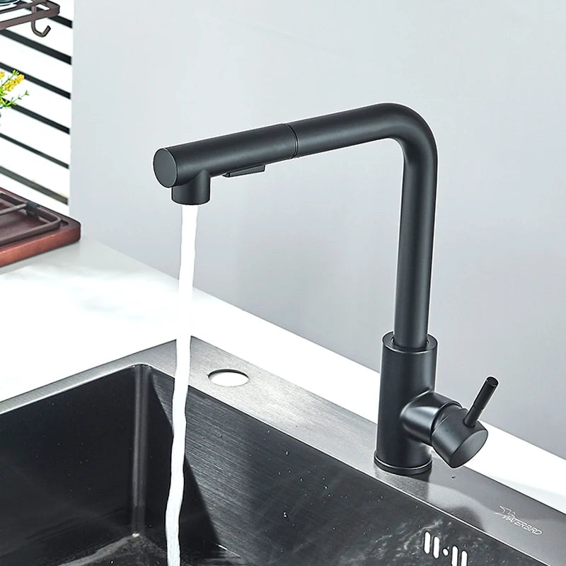 Pull Out Kitchen Sink Faucet Two Model Stream Sprayer Nozzle Stainless Steel Hot Cold Wate Mixer Tap Deck