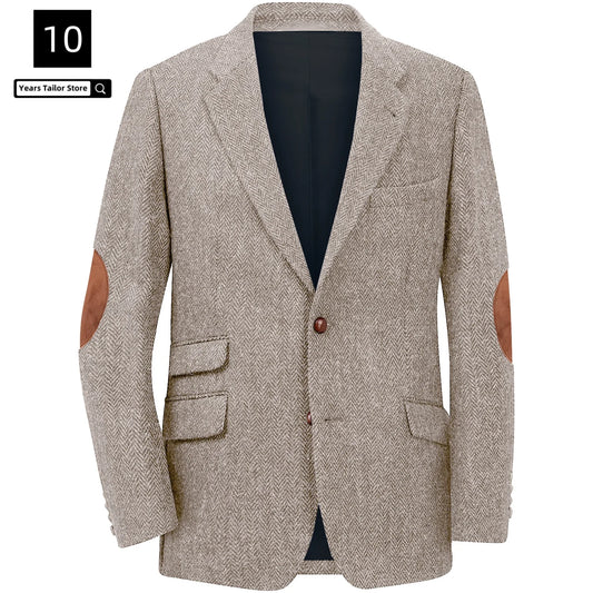 Men's Blazer Herringbone Single Breasted Casual Elegant Man Suit Jackets Coat Men's Stage Clothing Clothing-for-men Male Clothes.