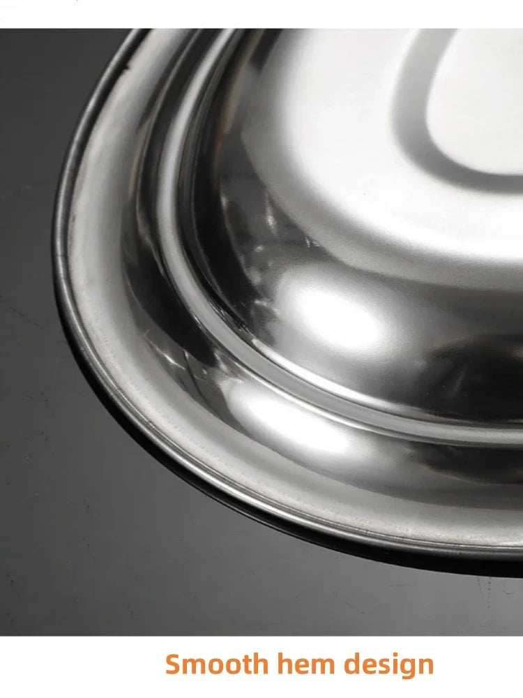 1Pcs 304 Stainless Steel Plate Oval Fish Dish Dinner Dessert Food Sushi Snack Steaming Fruit Dish Household Restaurant Tableware.