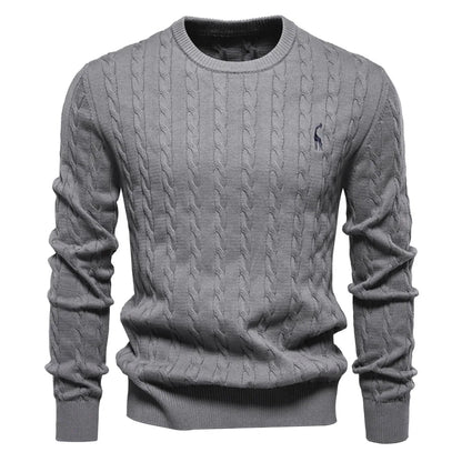 2024 High-quality Men's Sweater Pullover New Deer Embroidery Solid Color Knitted Sweater Men's Knit Sweaters  Men Clothing.