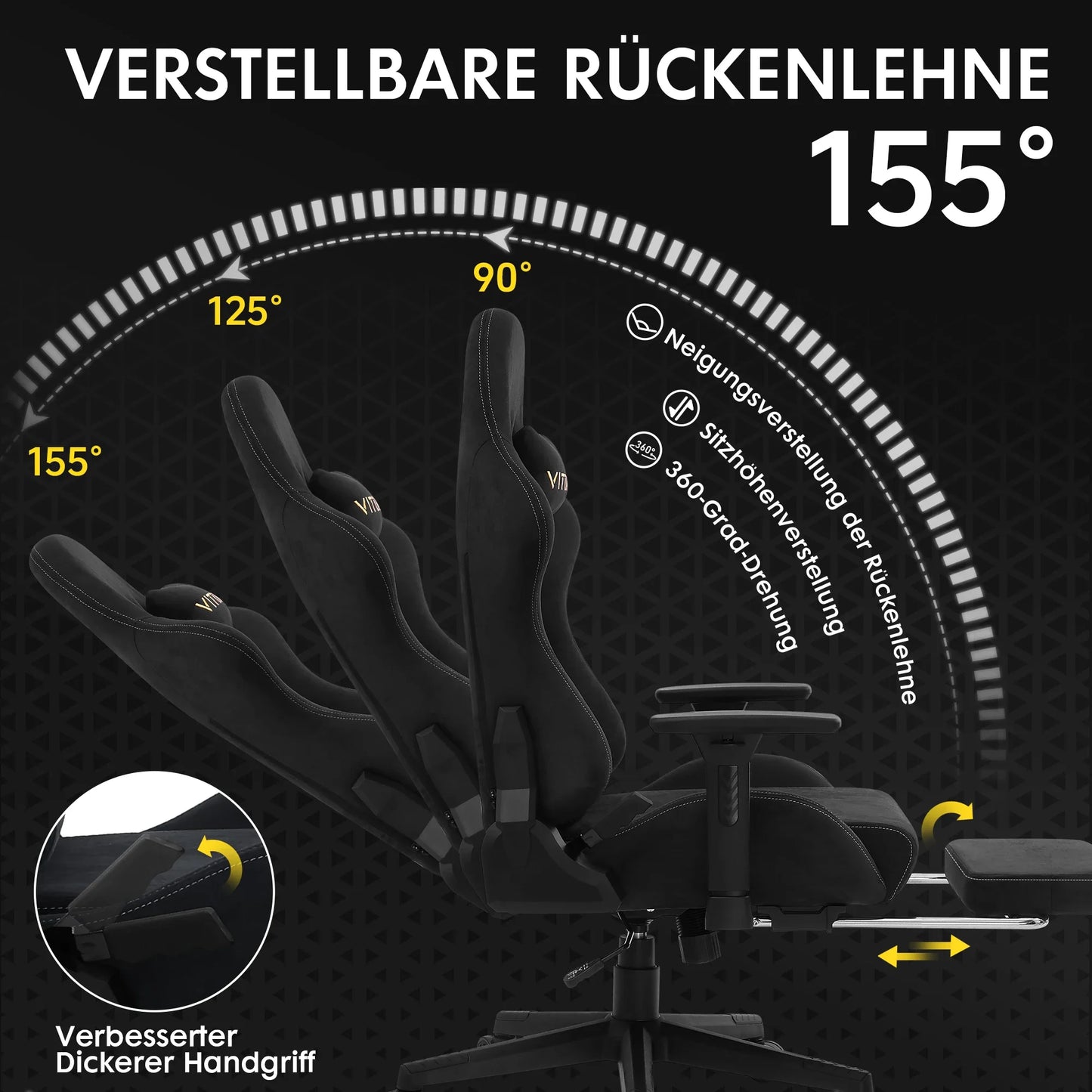 Gaming-Stuhl aus echtem Leder, Computer-Bürostuhl mit Fußstütze, ergonomischer Computerstuhl mit hoher Rückenlehne und Lordosenstütze