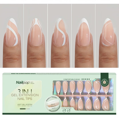Nailpop 150Pcs French Gel Nail Tips Medium Almond Pre-Colored Press on Nails Skin Tones Soft Gel Nails False Nail Extensions