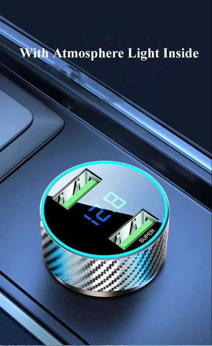 2 in 1 USB Car Charger Adapter 300W Super Fast Charge with Voltage Monitor for iPhone Samsung iPad Huawei Oneplus OPPO VIVO.