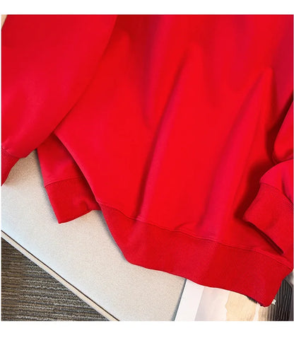 170kg plus size Damen büste Herbst lose Revers Langarm Sweatshirt schwarz rot 6xl 7xl 8xl 9xl 10xl 11xl.