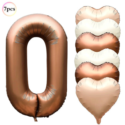 40in Cream Big Number Balloon 18in Three Color Love Foil Helium Balloons Aldult Birthday Set Boys Girls 1st Birthday Decorations