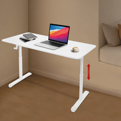 Höhenverstellbarer Schreibtisch, Heimbüro, Schreibtisch, manuell höhenverstellbarer Stehschreibtisch, weiß, 65–90 cm, höhenverstellbar