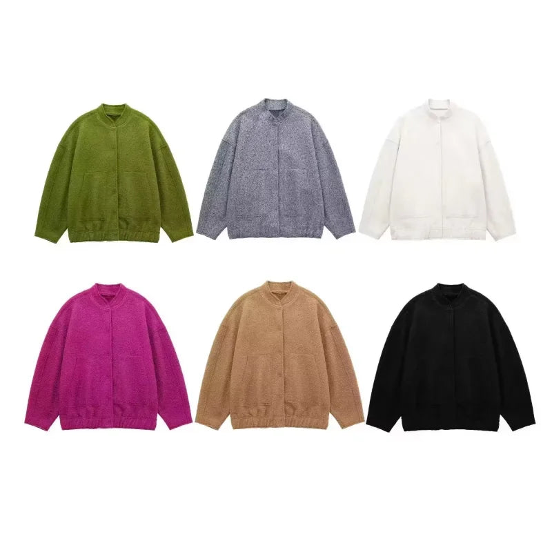 TRAFZR Damenjacken Frühling 2023, elegantes Fleece, Vintage, neue Oberbekleidung, Langarm, Harajuku, Y2k, Streetwear, Bomberjacken.