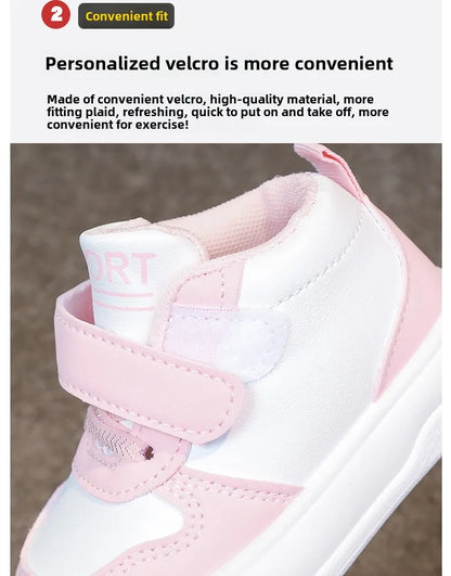 Fashion Kids Sneakers Spring Autumn High Top Breathable Casual Shoes Girls Non-slip Board Shoes Boys Outdoors Basketball Shoes.