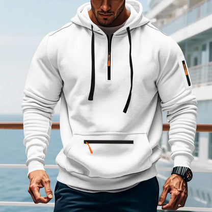 Men's Loose Fit Heavyweight American-Style Casual Sportswear Jacket fleece Lined Hooded Sweatshirt for Winter.