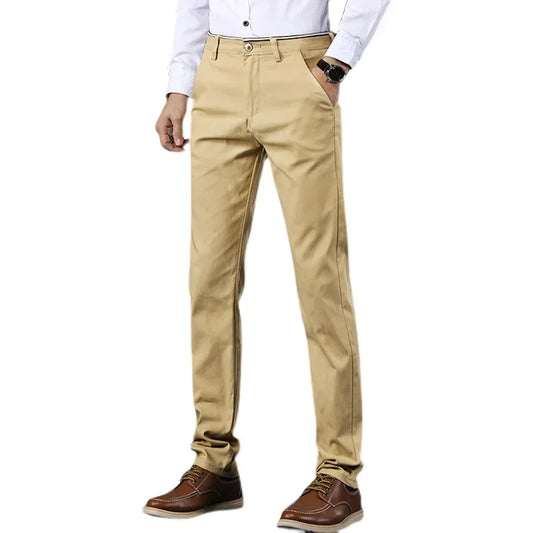 Classic Style Men Spring Summer Thin Casual Pants Fashion Business Cotton Solid Color Office Trousers High Quality Men Trousers.