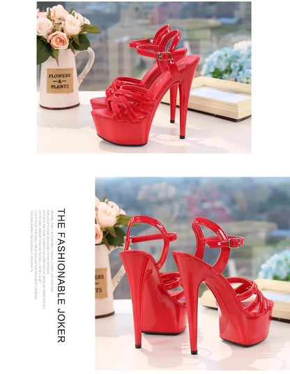New 2024 Summer Fashion Sandals Sexy Open Toe 15CM High Heels Party Dress Wedding Nightclub Women Shoes Platform Stripper Heels.