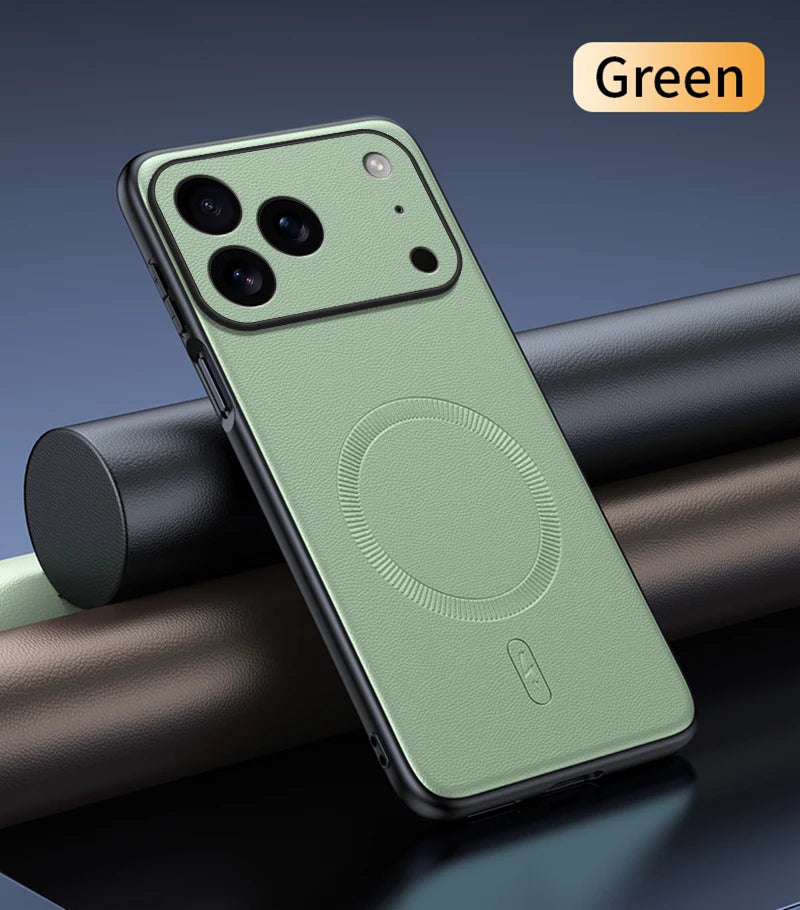 For Iphone 17 Pro Case Magnetic Leather Shield Cover For Iphone 17 Pro Anti-Fingerprint Non-Slip PC+TPU.