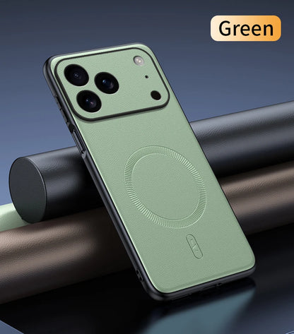 For Iphone 17 Pro Case Magnetic Leather Shield Cover For Iphone 17 Pro Anti-Fingerprint Non-Slip PC+TPU.