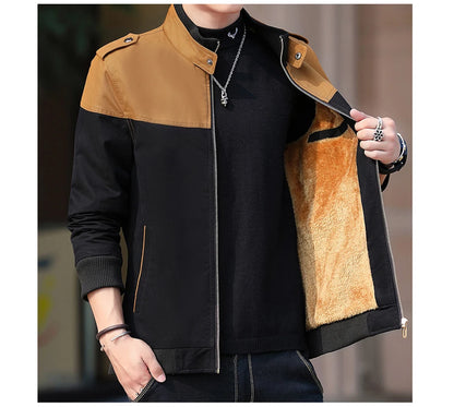DIMUSI Winter Men's Bomber Jacket Casual Mens Outwear Fleece Warm Coats Fashion Stand Collar Uniform Jackets Mens Brand Clothing.