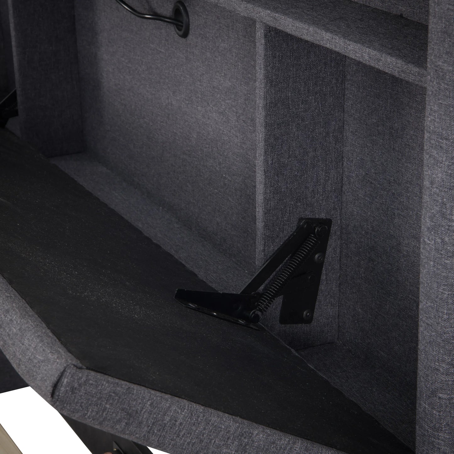 Lazyspace gepolstertes Doppelbett, Bettgestell 160/140 x 200 cm, Kopfteil mit Stauraum, USB-Aufladung und LED-Licht, keine Matratze