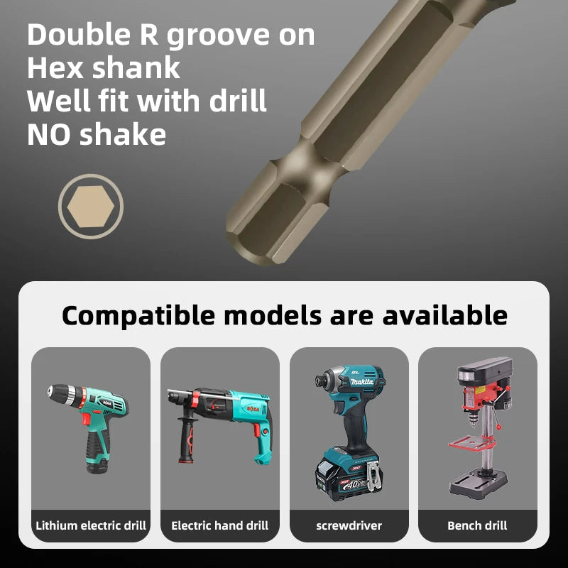 Vierkantiges gezahntes Exzenterbohrer-Set, hohe Härte, sechseckig, einfache Installation, Multifunktions-Bohrer-Set mit Schrägkopf