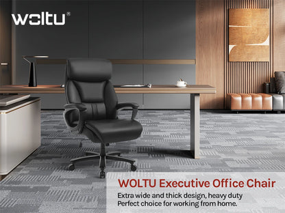 WOLTU Bürostuhl, ergonomischer Computertisch, großer Stuhl mit Kopfstütze, PU-Leder, Chefsessel für Büro, Spiel, Konferenzraum