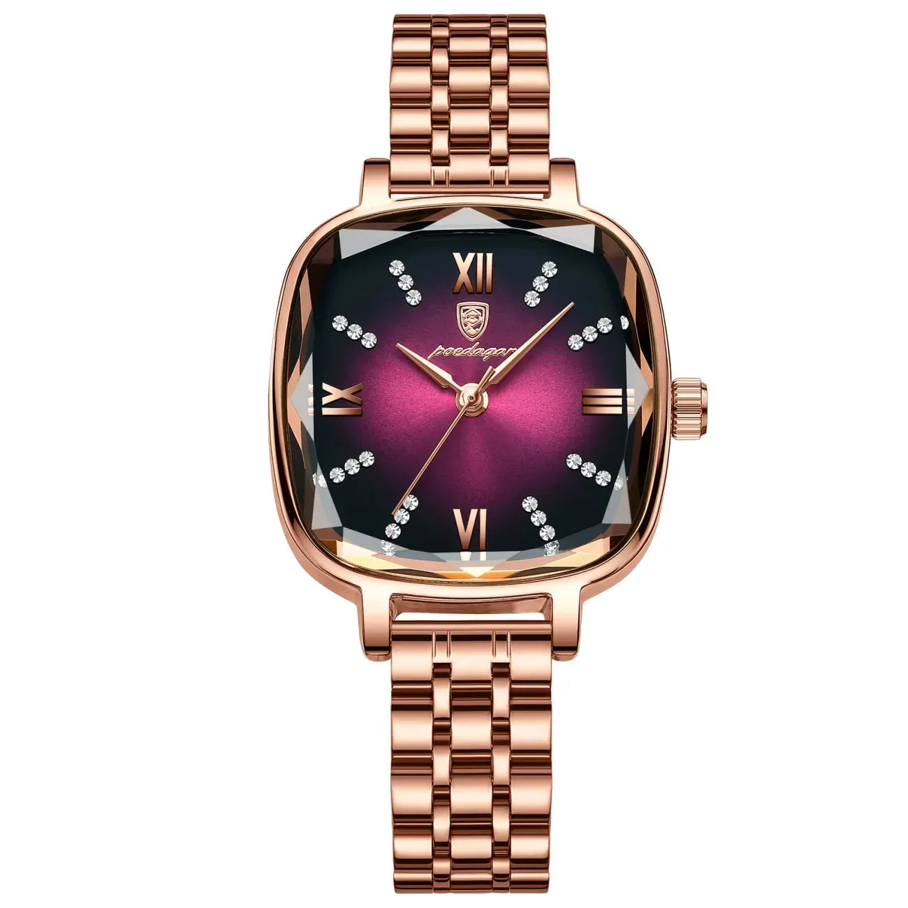 POEDAGAR High Quality Luxury Women Watch Stainless Steel Square Waterproof Quartz Ladies Wristwatches Dress Elegant Femme Clocks.