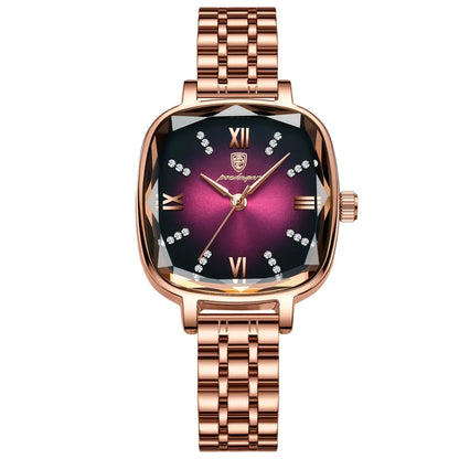 POEDAGAR High Quality Luxury Women Watch Stainless Steel Square Waterproof Quartz Ladies Wristwatches Dress Elegant Femme Clocks.