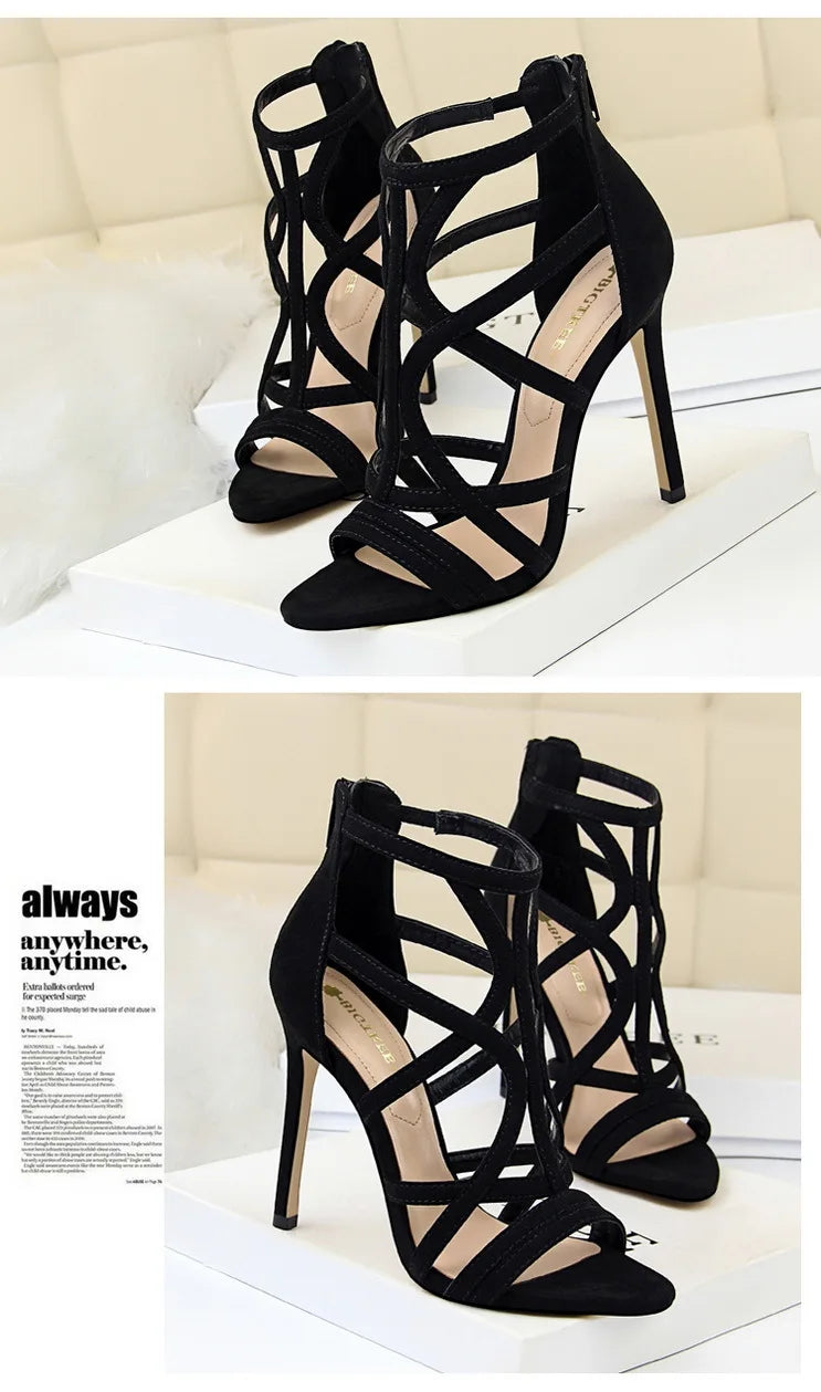 BIGTREE Shoes Roman Style High Heels Woman Pumps Stiletto Heels 11 Cm Women Heels Sexy Party Shoes Hollow Out Women Sandals 2025.