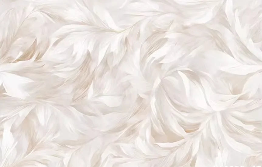 Maßgeschneiderte cremefarbene abstrakte Kunst, Feder-Blumenmuster, Tapete, TV-Hintergrund, Wanddekoration, Schlafzimmer, europäisches Wandbild