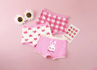 3Pcs/lot Kids Panties 7 Collections Chirdren's Underwear Lovely Girls Briefs Floral Grid Cute Pants Baby Dots Cotton Underpants.