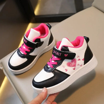 Children's Sports Shoes 2024 Spring and Autumn New Cute Girls' Sneakers Versatile Soft Breatheable Hook & Loop Fashion Kids Shoe.