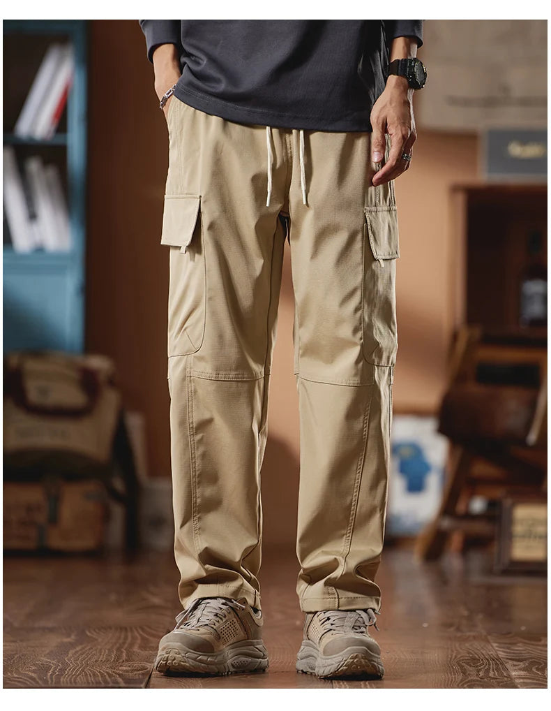 New in Tall Men Cargo Pants Elastic Waist Extra Long Length 115cm Male Waterproof Trousers Lengthened Slim Thin Leg 190cm 200 Cm