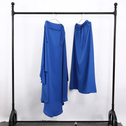 16 Colors 2 Pcs Set Ramadan Eid Modest Abaya Women Muslim Dress Hijab Suit Kaftan Robe Femme Musulmane Islam Caftan Kebaya Sets