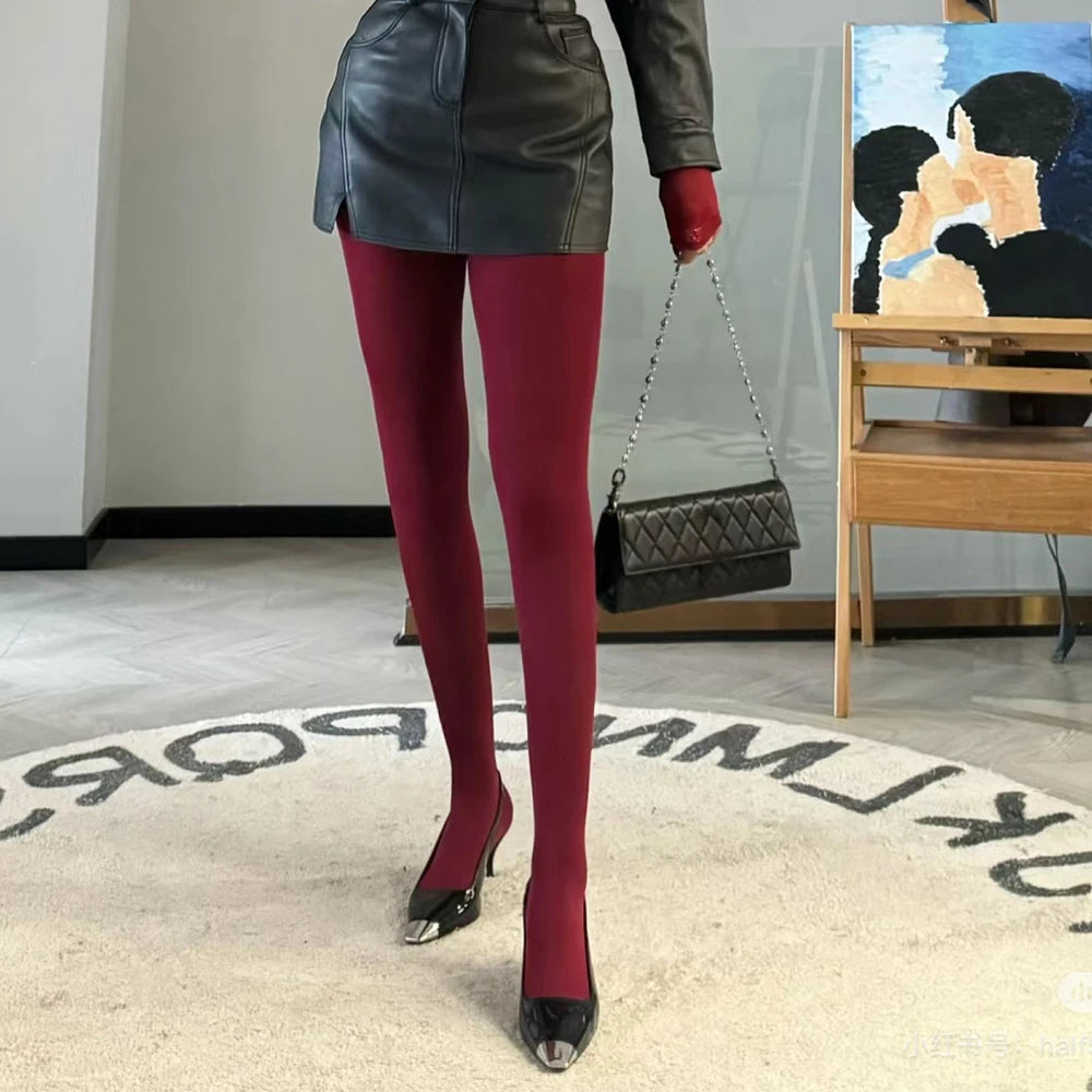 1/2Pcs Sexy Wine Red Stocking Women Girl Burgundy Thin Thick Elastic Tight Vintage Anti-Hooker Comfortable Pantyhose Accessory