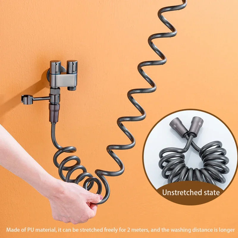 Handheld Bidet Sprayer for Toilet 1-In-2-Out Dual Control Valve Mini Gun gray Dual Control Faucet Hand Shower Bidet for Toilet