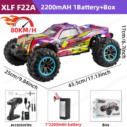 WLtoys  F21A 1:10 80KM/H RC Car 4WD 2.4G Metal Undercarriage Brushless Motor Remote Control High Speed Drift Monster Truck Toy