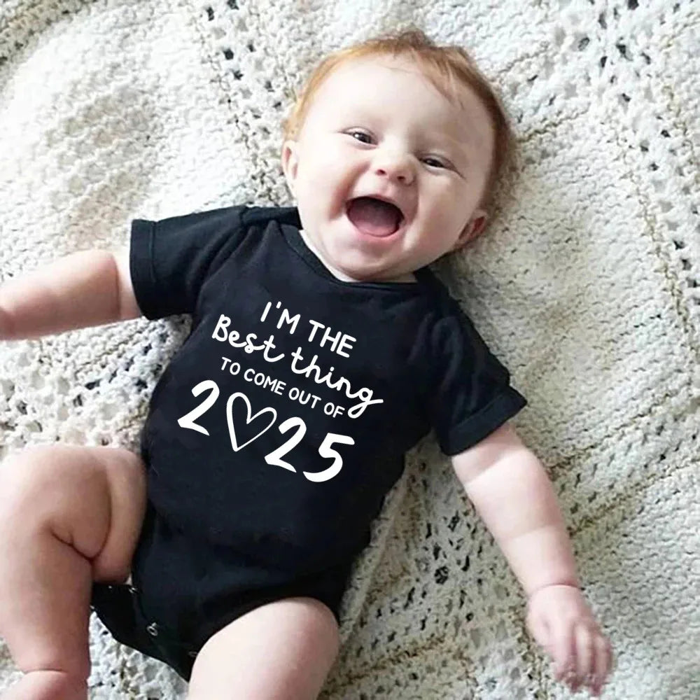 „I'm the Best Thing 2025, Neugeborene Babykleidung, weiße Baumwolle, Sommer-Bodys für Kleinkinder, kurzärmeliger Strampler für Jungen und Mädchen.