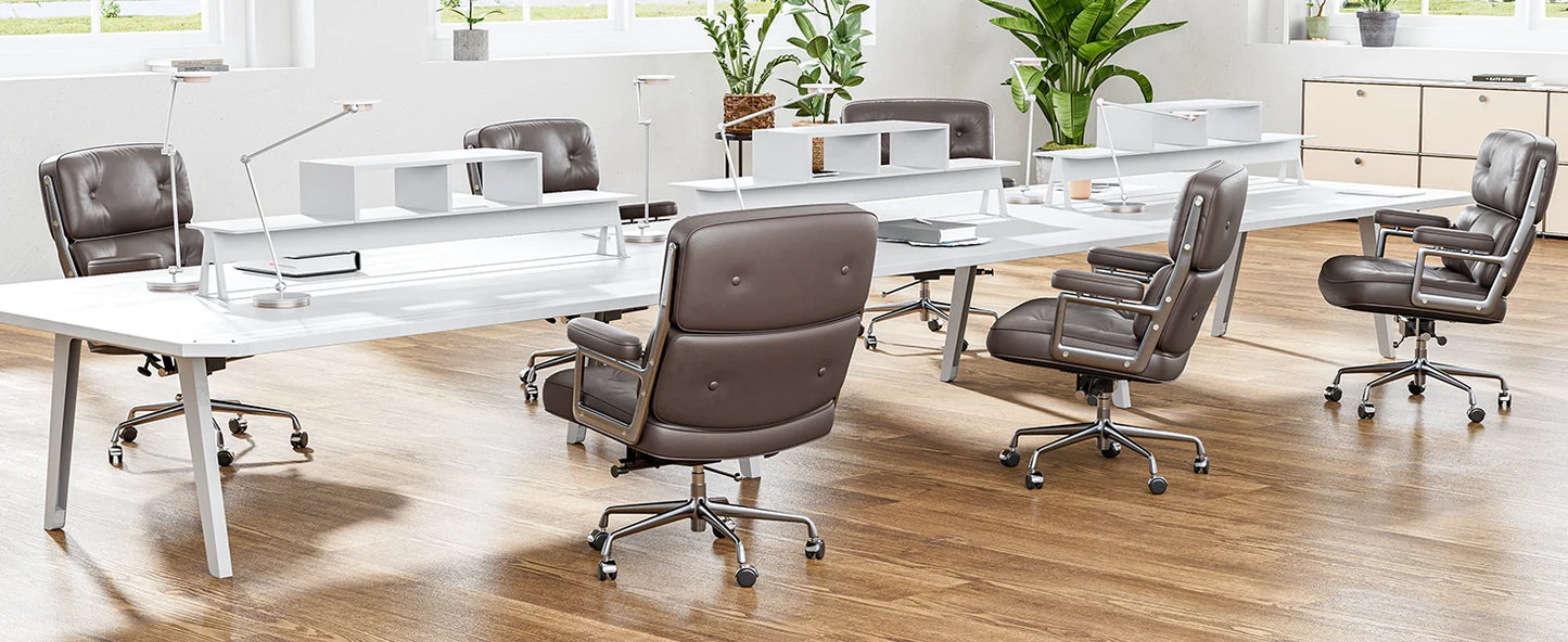 Verstellbarer Bürostuhl aus echtem Leder, Aluminiumlegierung, Sessel, Drehstuhl für Büro, Arbeitszimmer, Wohnzimmer