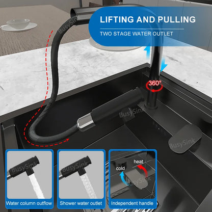 Hidden Cup Washer kitchen Sink Stainless Steel Small Bar Single Slot Washbasin Multifunctional With Cover Plate Dishwashing Pool